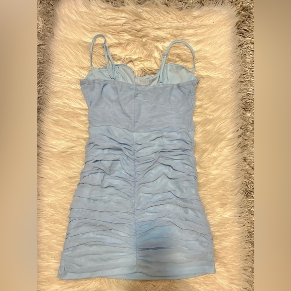 Light Blue Ruched Mini Dress - Picture 2 of 2